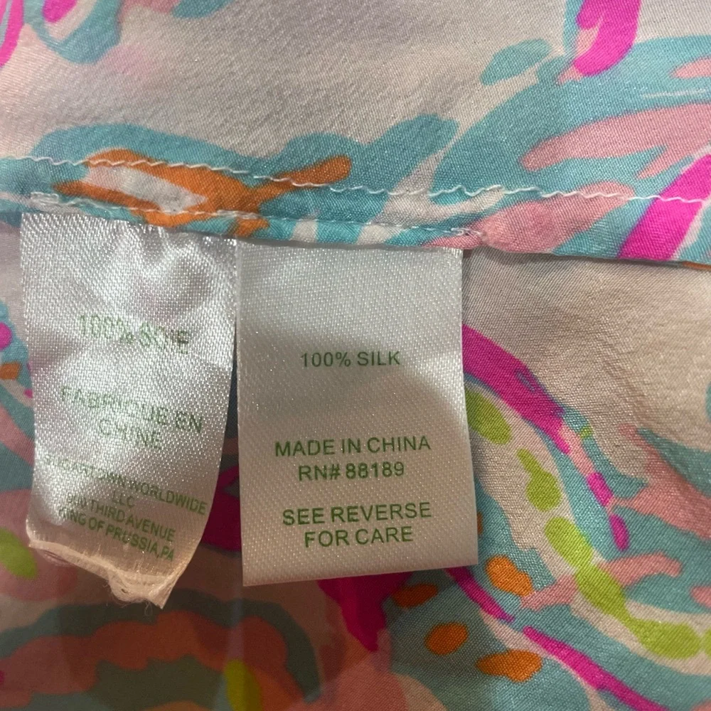 LILLY PULITZER Sarina Scuba to Cuba Floral Sleeveless Silk Tank Top Size Medium - Picture 8 of 8